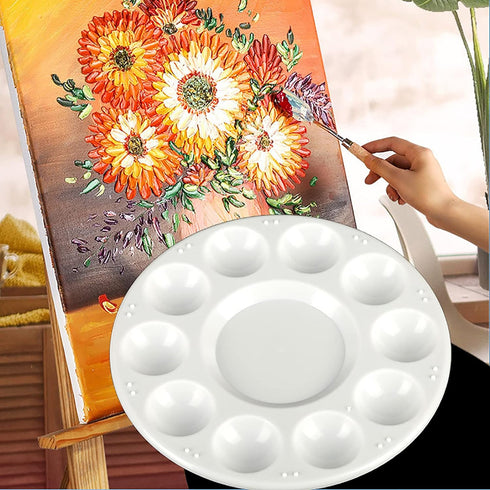 15 Pack Paint Tray Palettes for Kids, Plastic White Palettes for Students, Paint Holder, Paint Supplies...
