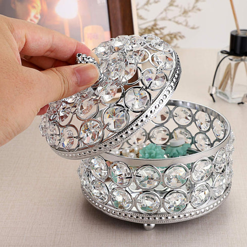 Hipiwe Crystal Mirrored Jewelry Box - Jewelry Trinket Organizer Treasure Box Home Decor Ring Earrings Necklace Storage Holder Chest Keepsake Box,B...
