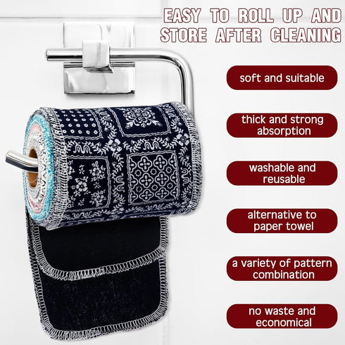 50 Pcs Reusable Toilet Washable Bidet Towels Rerollable Cloth Wipes Paperless Towels Roll Absorbent Cotton Towels Paper Towels for Kitchen Paperle...