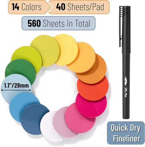 Mr. Pen- Transparent Sticky Notes, 560 Pcs, Assorted Colors, Round Translucent Sticky Notes, Sticky Note Tabs, See Through Sticky Notes Transparen...