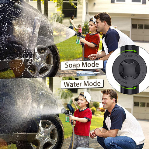 Garden Hose Nozzle Adjustable Hose Spray Nozzle High Pressure 8 Watering Pattern with 3.5Oz Soap Sprayer Power Garden Water Hose Foam Nozzle Spray...