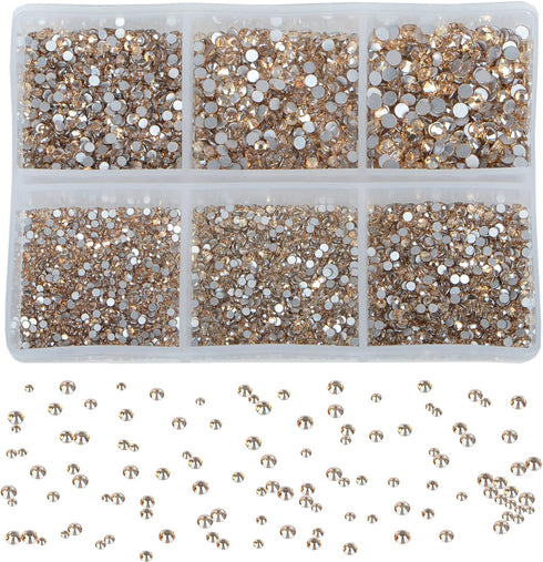 Bymitel 7200 Pieces 6 Mixed Sizes Glue Fix on Glass Rhinestones Round Crystal Gems Flatback for DIY Jewelry Making with one Picking Pen(6-Sizes 72...