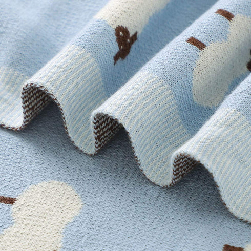 mimixiong Baby Blanket Knit 100% Cotton Toddler Blankets for Boys and Girls with Cute Sheep Size 30 x 40 inches Blue...
