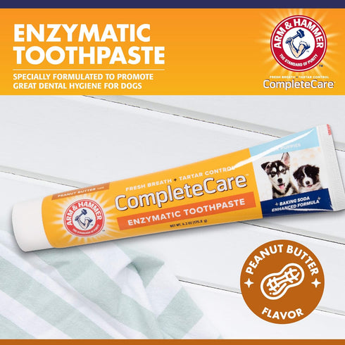 Arm & Hammer Complete Care Enzymatic Dog Toothpaste Value Size | 6.2 oz Peanut Butter Flavor Enzymatic Dog Toothpaste for Puppies | Great Tasting ...