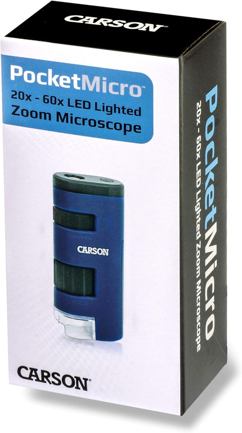 Carson Pocket Micro 20x-60x LED Lighted Zoom Field Microscope with Aspheric Lens System (MM-450),Blue...
