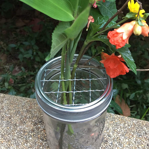 Black Metal Flower Frog Lid Insert Grid Organizer for Flower, Toothbrush, Pencils, Kitchenware, Crafts Arrangement Hold in Mason, Ball, Canning Ja...