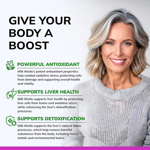 aSquared Nutrition Milk Thistle Supplement 1000mg-200 Capsules,Max Strength 4X Concentrated Extract 4:1 Milk Thistle Seed Powder Herb Pills, 1000 ...