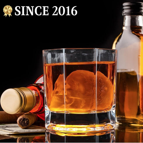 ShapedIceMolds 3D Large Skull Ice Cube Mold Tray, Round Whiskey Ice Mold with Lid for Whiskey Drinkers, Bartenders, Gift Exchanges, Home Bar Enthu...