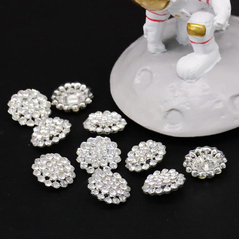 10 Pcs Rhinestone Buttons Crystal Embellishments, for Crafts Wedding Party Bouquet Sew on Clothing Buttons, Crystal Applique Embellishments in Clo...