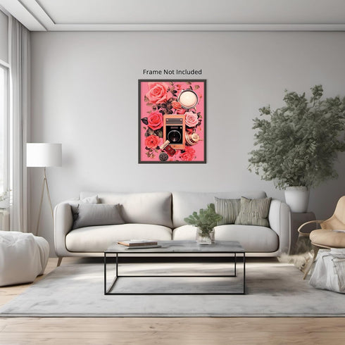Posterizer 1 pcs-vintage radio and flowers-pink girly collage-Abstract & Modern Art-Floral & Botanical Art-Gift for Art Lovers- UNFRAMED Wall Art...