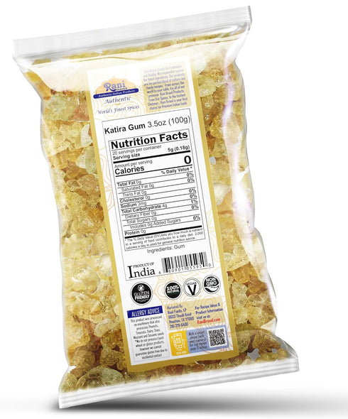 Rani Edible Gum Whole (Goonder Tragacanth Gum) 3.5oz (100g) ~ All Natural, Salt-Free | Vegan | No Colors | Gluten Friendly | NON-GMO | Kosher | In...