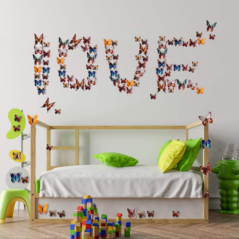 Amaonm® 60 Pcs 5 Packages Beautiful 3D Butterfly Wall Decals Removable DIY Home Decorations Art Decor Wall Stickers & Murals for Babys Bedroom Tv ...