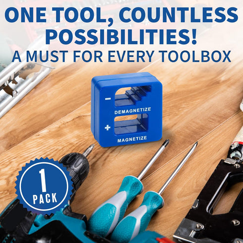 Demagnetizer and Magnetizer - Blue - for Screwdrivers Tips, Bits, and Small Tools, Large or Big Screws, Drills, Drill Bits, Sockets, Nuts, Bolts, ...