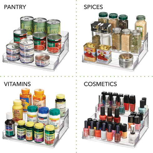 mDesign Plastic Kitchen 3-Tier Spice Rack Holder, Storage Organizer for Cabinet, Counter, Pantry, Shelf, Hold Spices, Seasoning, Jars, Canned Food...