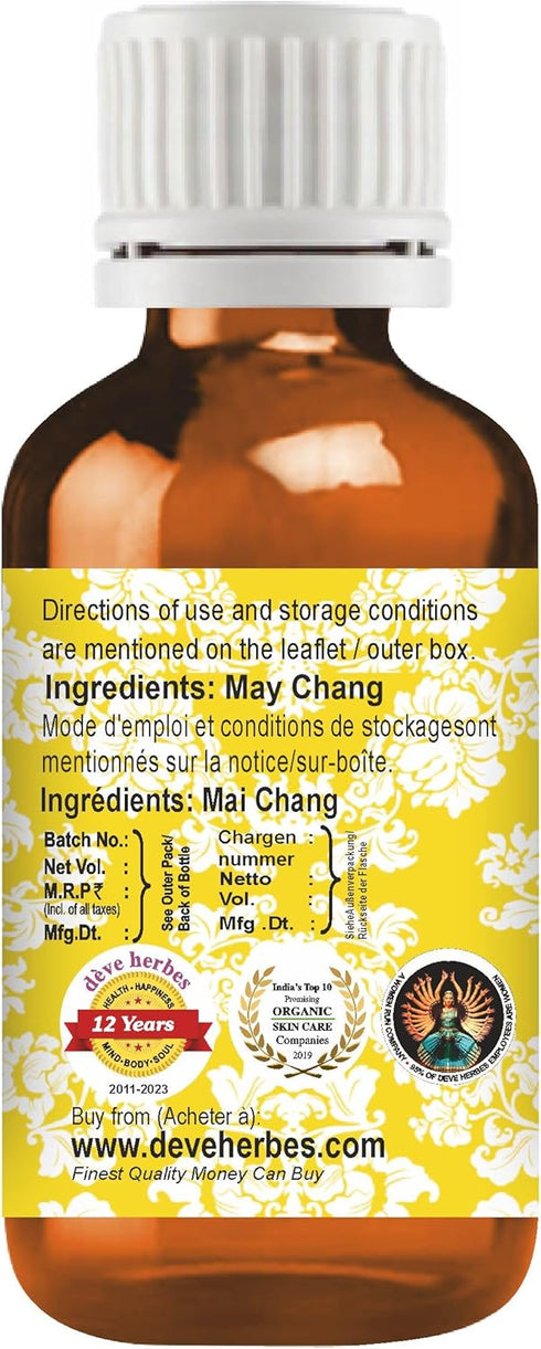 Deve Herbes Pure May Chang Essential Oil 15ml (0.50 oz)...