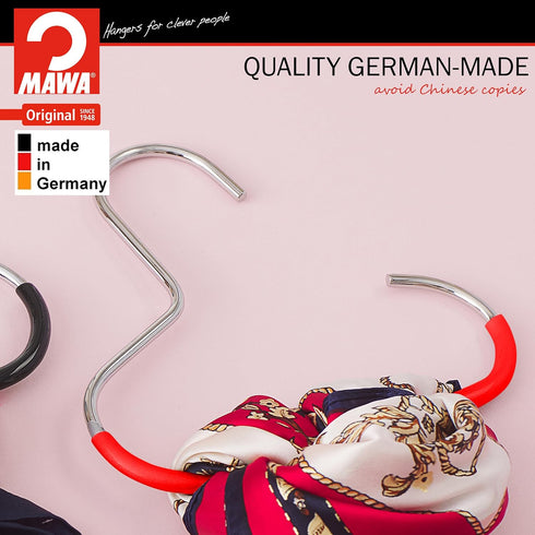 Mawa Scarf, Shawl, Belt, and Accessory Organizer, Non-Toxic Metal Hanger with Grip Coating, Easy Access Open Hook, Model G-1 Space Saving Design, ...