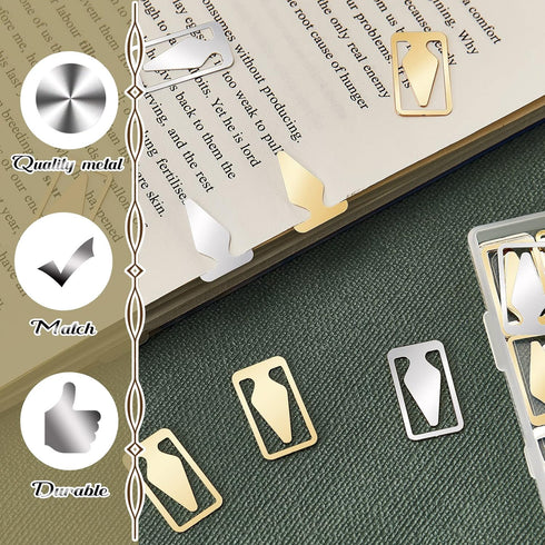 Book Line Markers 100 Count Tin Mixed Metals Bookmarkers Book Page Markers Arrow Bookmarks Gold Silver Book Marker Clip for Reading Teachers Stude...