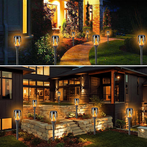 Solar Torch Lights, Solar Lights Outdoor with Flickering Flame,Waterproof Solar Garden Lights Flame Torches for Outside Patio Pathway Yard Decorat...