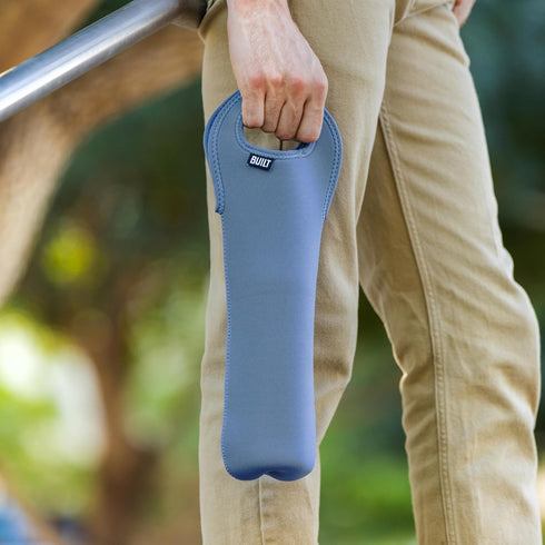 BUILT One Bottle Stain- Tear- and Water-resistant Wine Tote, Lightweight Insulated and Reusable, Protective Carrier for Home Travel, Pacific Blue...