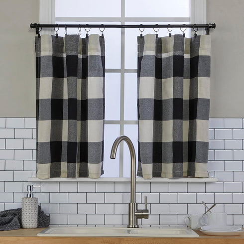 SKL Home Grandin Cafe Curtain Tier Pair, 57x24, Black/Natural...