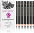 12 Pieces Charcoal Pencils Drawing Set - Super Soft,Soft,Medium and Hard Charcoal Pencils for Drawing,Sketching,Shading,Blending,Portrait...