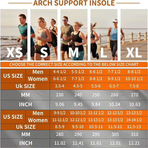STSVZORR High Arch Support Insert Plantar Fasciitis Flat Foot Orthopedic Pain Relief Insole Men Women Standing All Day,Size US-6,length-25cm,Brigh...