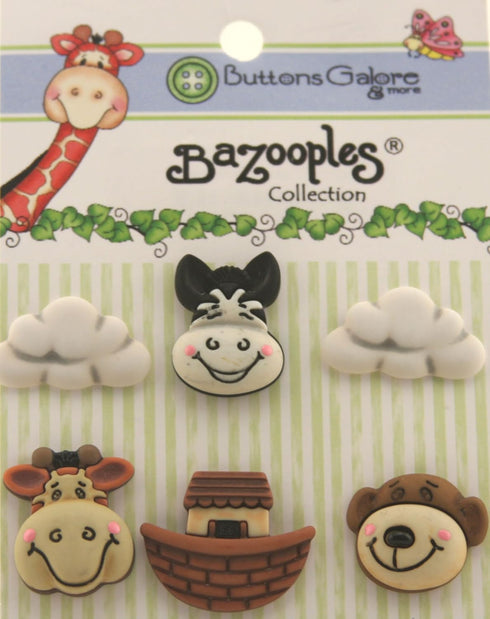 Buttons Galore Zoo Animals 3D Buttons-Set of 6 Cards...