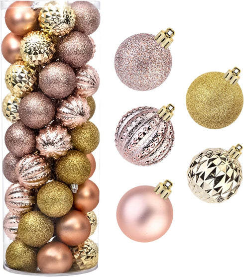 45Pcs 6cm/2.36inch Christmas Balls Glitter Ornaments Set, Shatterproof Plastic Xmas Tree Hanging Ornament, Christmas Decorations Balls for Holiday...