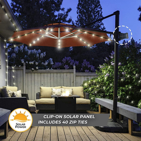 VOOKRY Solar Umbrella Lights Outdoor, Waterproof Solar Powered Patio Umbrella Lights Cordless 8 Modes LED Umbrella Patio Lights for Beach Tent Cam...