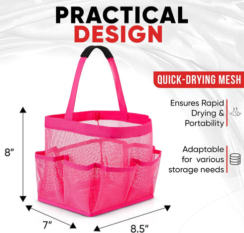 Masirs Mesh Shower Caddy Bag - (9 Pocket) Large Collapsible, Portable Bathroom Organizer for Travel, Gym, & Dorm - Easily Carry & Organize Bathroo...