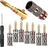 Banana Plugs 4 Pairs / 8 pcs (4 White/4 Red), 2 Set Screws, 24K Gold Plated Speaker Plug Connectors for Speaker Wire, Home Theater, A/V Amplifiers...