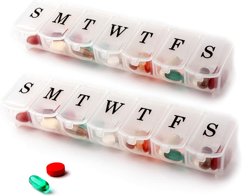 Deke Home - Weekly Pill Organizer (2 Pack), 7 Day Pill Box with Large Compartments & Snap-Shut Lids, Easy Open, BPA Free Plastic Medicine Organize...