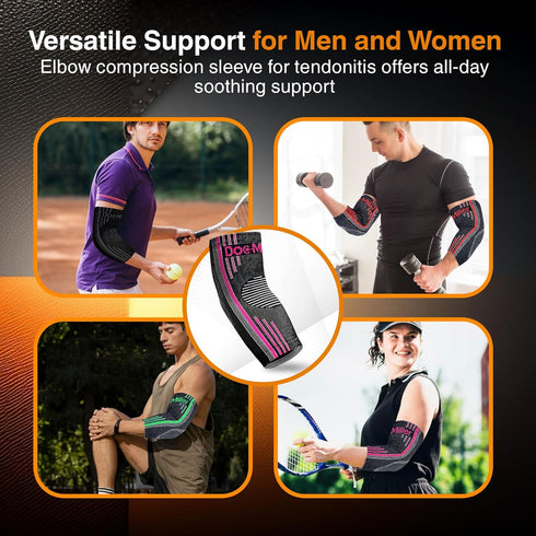 Doc Miller - Compression Elbow Brace: Support for Tendonitis, Bursitis, Tennis, Arthritis, Workouts - Elbow Sleeves for Men & Women, Joint Pain, E...