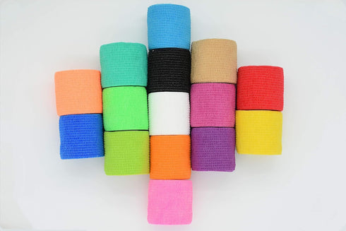 15 Pack Cohesive Wrap 2 Inches x 5 Yards Self Adherent Vet Tape for Pets, Elastic Self Adhesive Bandage Wrap for Sports, Finger, Wrist, Ankle (15 ...