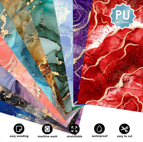 DoreenBow 10 Sheets Marble HTV Heat Transfer Vinyl 12 x 10 Inch Watercolor Pattern Vinyl Glitter Tie Dye Iron on Vinyl for T-Shirts Clothes Bags H...