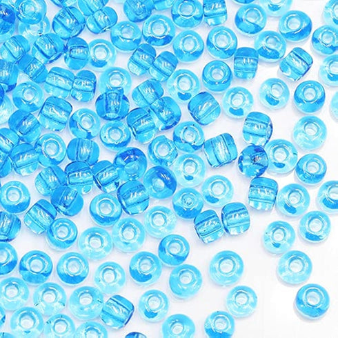 Blue Transparent Beads Size 6/0 Crafts Glass Seed Beads 4mm for Jewelry Making (Total About 100g About 1200pcs)...