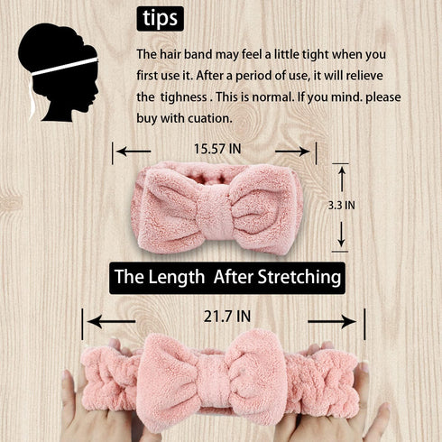 3 Packs Microfiber Spa Headbands for Face Washing, Bow Makeup Hair Bands Wide Facial Towel Head Bands for Women Girls Skincare...