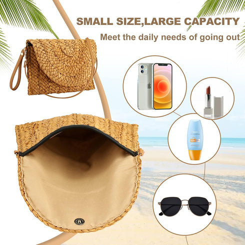Women's Straw Shoulder Bag Straw Clutch Purse Summer Beach Bags Crossbody Wallet Woven Handbags...