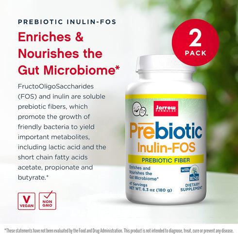 Jarrow Formulas Prebiotic Inulin FOS - 6.35 Ounce(Pack of 2) - Promotes Friendly Bacteria - Soluble Prebiotic Fibers - Promote Gut & Overall Healt...