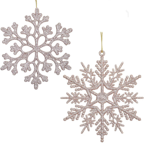 DearHouse 36Pcs Christmas Glitter Snowflake Ornaments Clearance, 4 Inch Plastic Snowflake Christmas Tree Ornaments for Winter Wonderland Christmas...