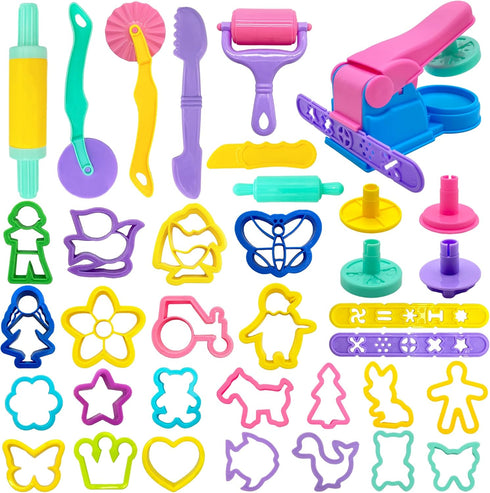Playdough Tools 36pcs Play Dough Tools Set for Kids with Playdough Cutters,Roller,Rolling Pins,Dough Extruder...