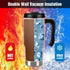 HAUSHOF 24 oz Travel Mug, Stainless Double Wall Vacuum Insulated Tumbler with Handle & Spill Proof Twist On Flip Lid and Wide Mouth, BPA Free (Pin...