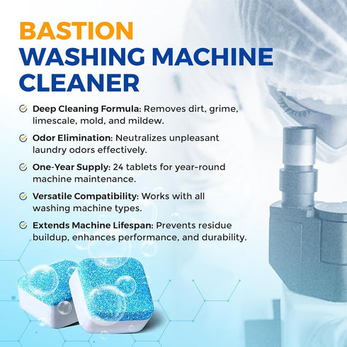 Washing Machine Cleaner Tablets 24 pack Powerful Descaler -Deep Cleaning for HE Front Loader & Top Load Washer Septic Safe Eco-Friendly Deodorizer...
