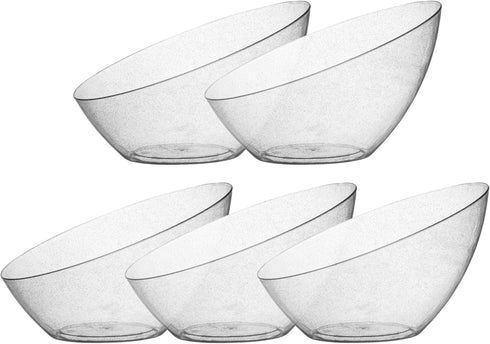 Posh Setting - Silver Plastic Serving Bowls for Party Angled Bowls Disposable Chip Bowls Candy Bowls for Party Table Salad and Fruit Bowls for Par...