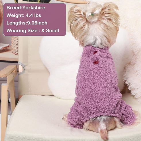 Small Dog Sweater Dog Clothes for Small Dog Girl Boy Fleece Puppy Sweater Jammies 4 Leg Dog Pjs for Chihuahua Yorkie Spring Winter Warm Onesies Ju...