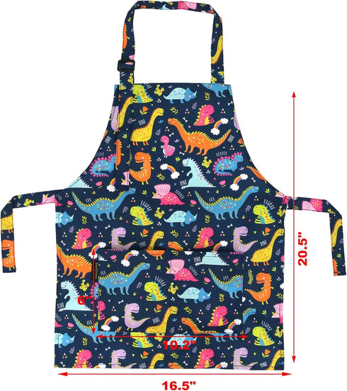 BeeGreen Kids Apron 2 Pack Cooking Aprons with Adjustable Strap Kids Kitchen Aprons with Front Pocket for Girls Toddler Painting Baking Artist Was...