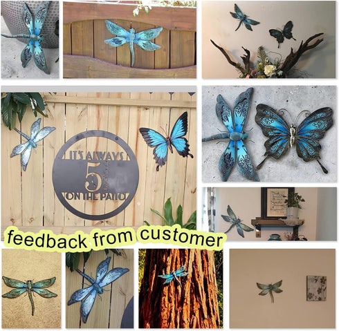 LIFFY Metal Dragonfly Wall Decor - Outdoor Garden Art for Patio, Living Room, Bedroom - Dragonfly Gifts (14inch, Metal & Glass)...