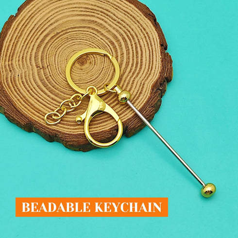8Pcs Beadable Keychains Bars,DIY Keychains Bars Metal Bead Keychain Removable Beadable Keychain Blanks Keychain Bars with 50pcs Jump Ring for Keyc...