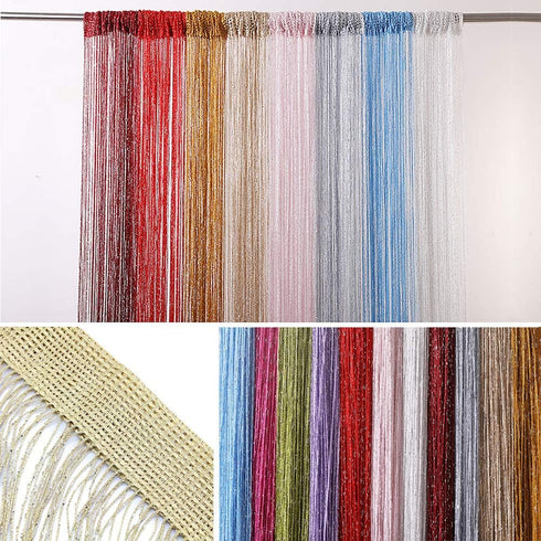 Decorative Door String Curtains Wall Panel Tassels Blinds Room Divider for Wedding Party Restaurant Home (Black, 39.4" x78.7")...