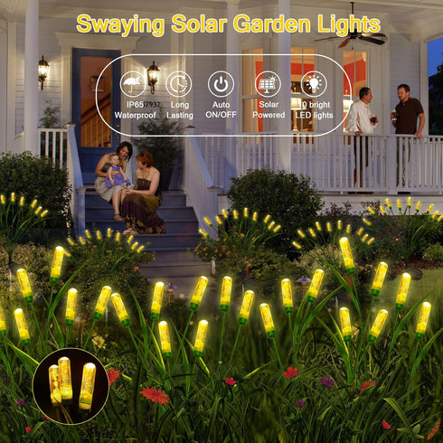 Solar Lights Outdoor Garden, 2 Pack 20 LEDs Swaying Solar Garden Lights, Solar Acrylic Bubble Lights Outdoor Waterproof, Decorative Solar Lights f...